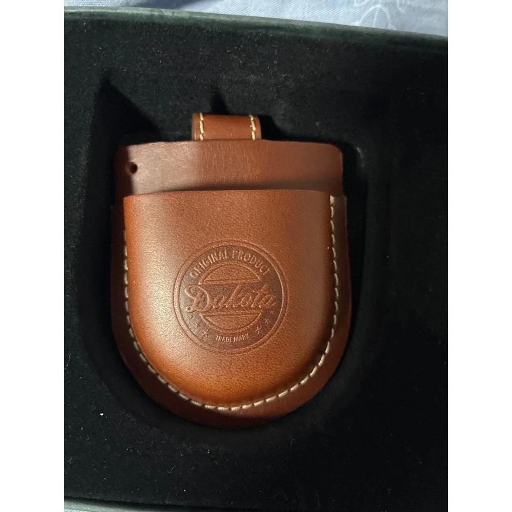 Dakota Pocket Watch Compass Silver Tone Japan Quartz Brown Leather Pouch Box Set